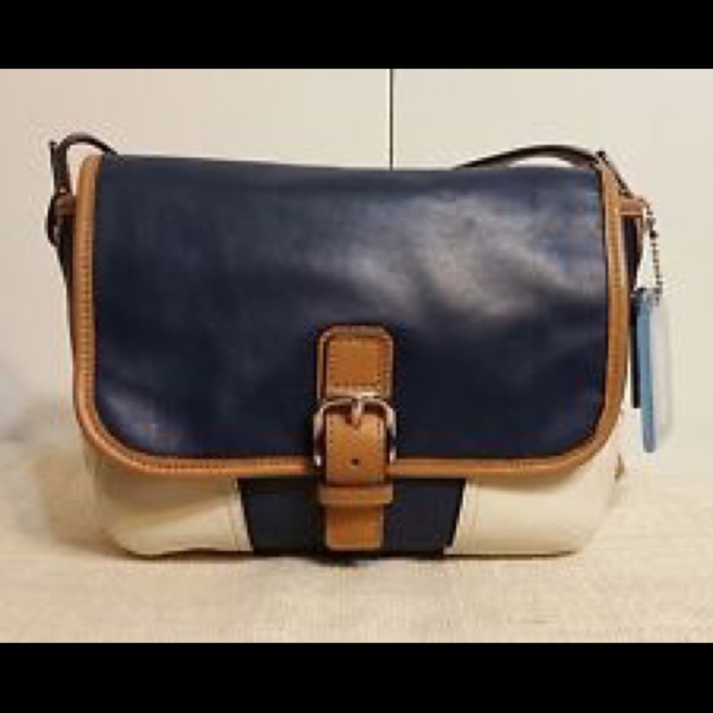 Coach Navy and Tan Crossbody Bag